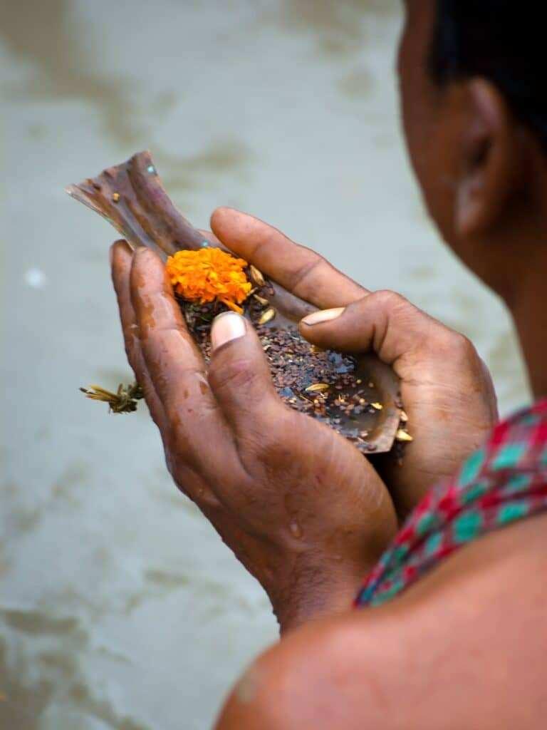 Offering flowers